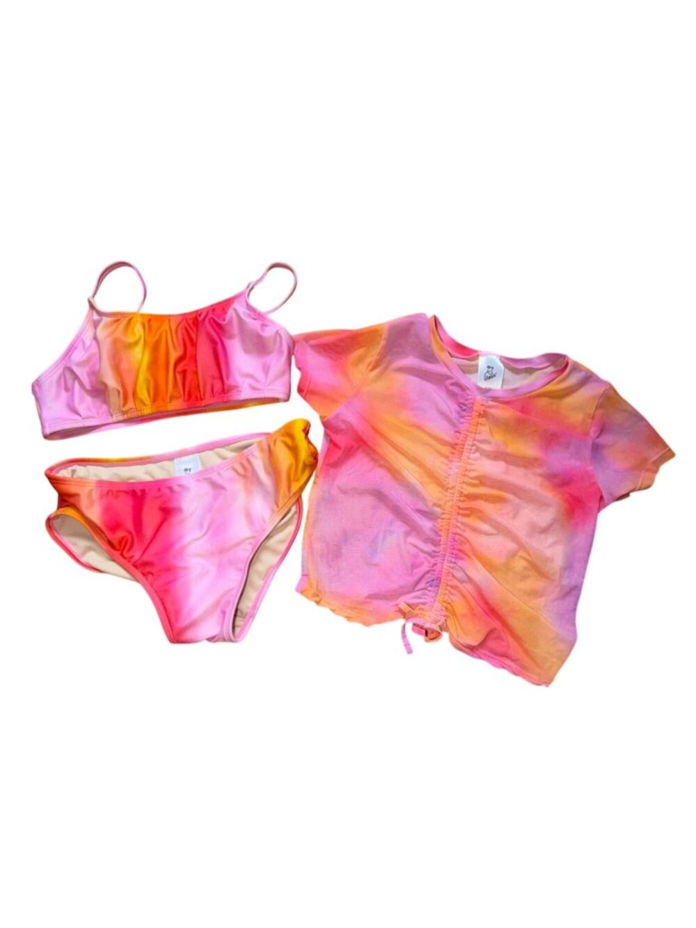 Art Class Girls 3 Piece Swimming Suit Set-Pink/Orange-14-GUC